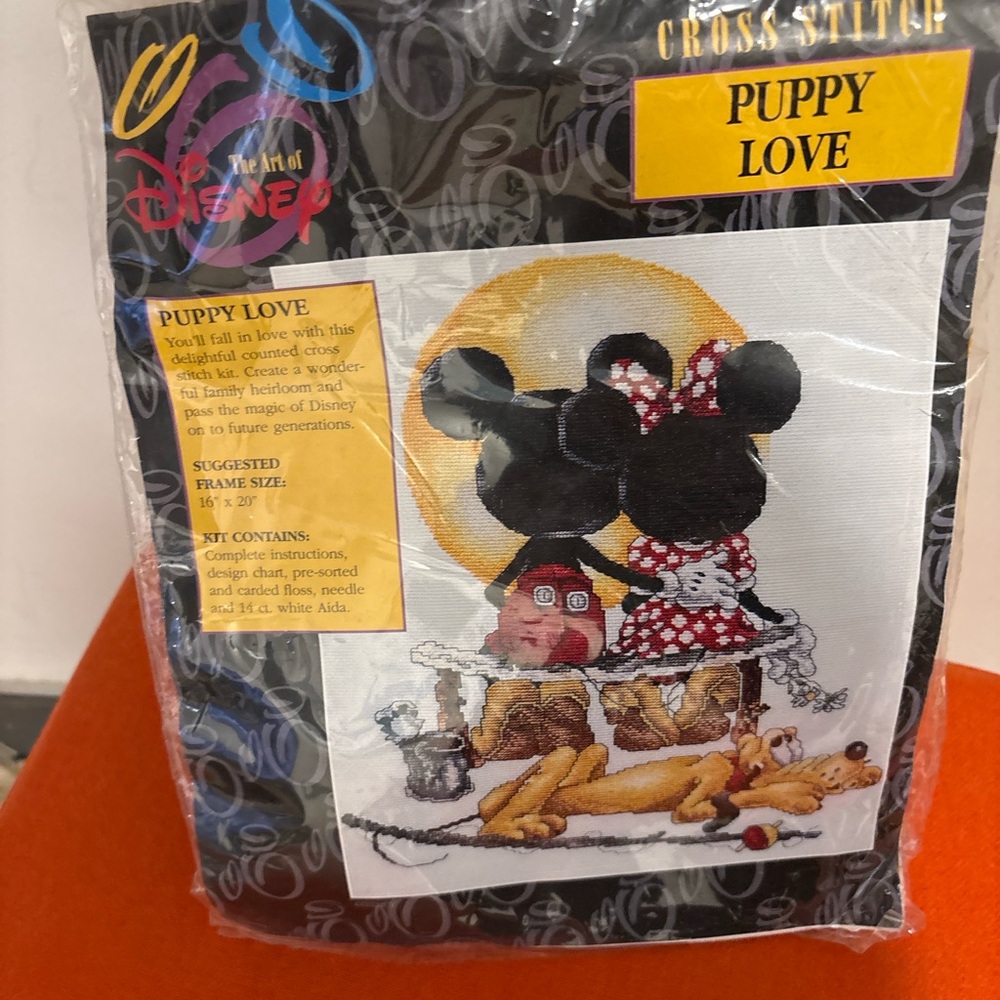 Vintage Disney Puppy Love Cross Stitch Kit Minnie Mickey Pluto – New